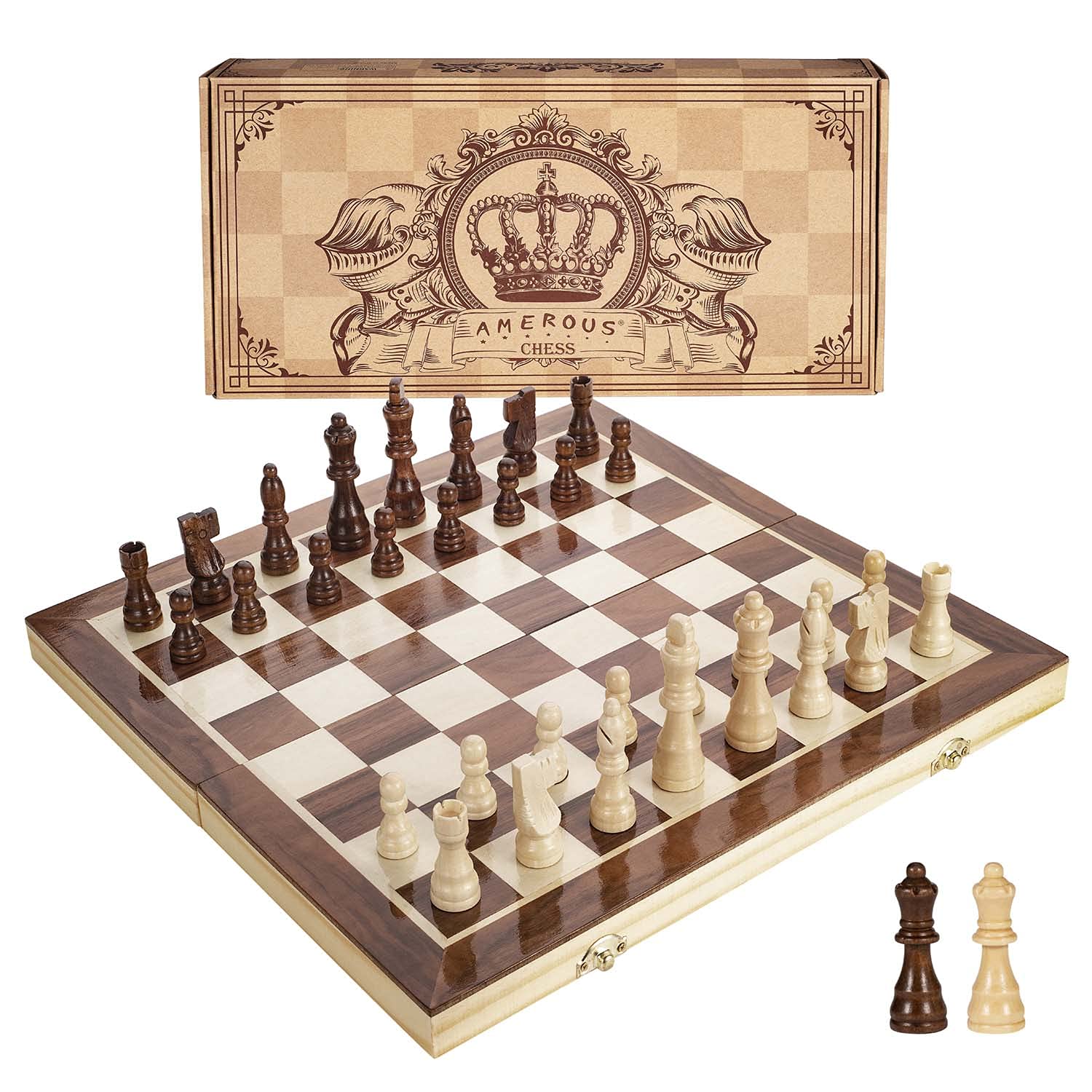 AMEROUS Magnetic Wooden Chess Set